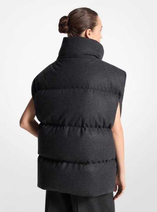 Stretch Wool Flannel Puffer Vest