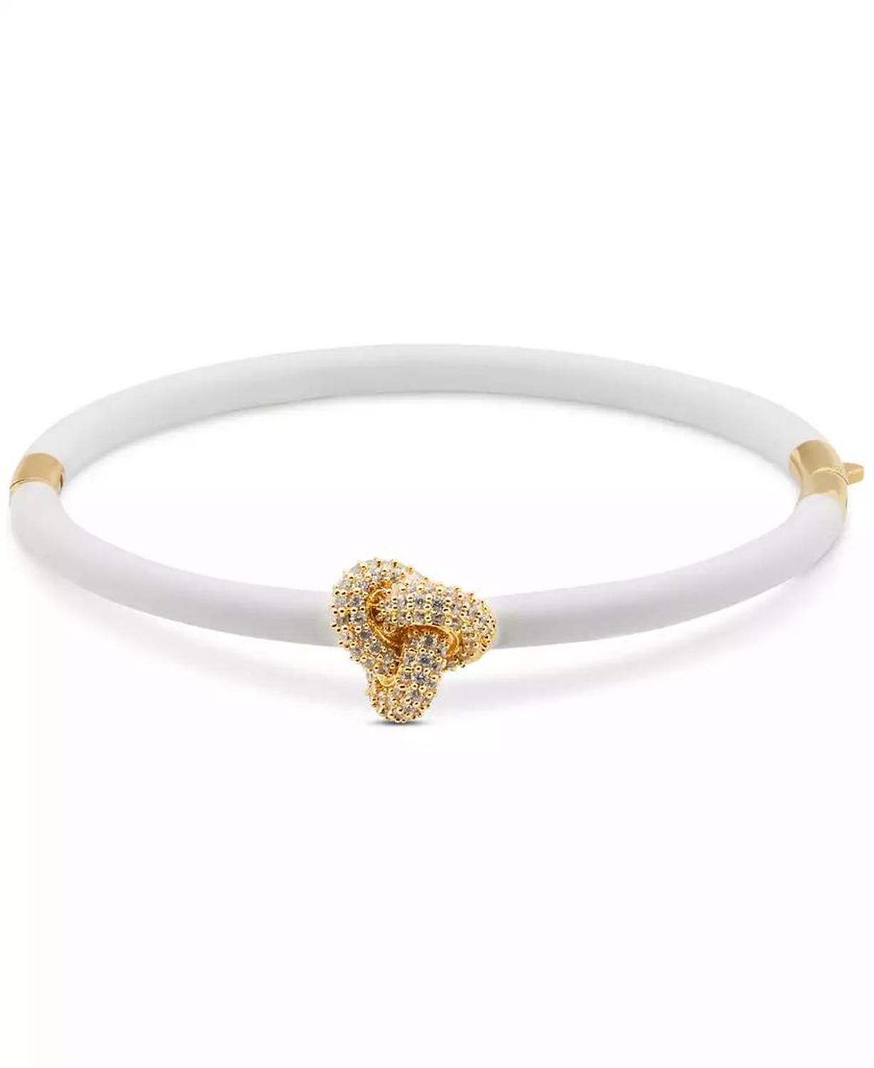Gold-Tone Pavé Double Knot Bangle Bracelet