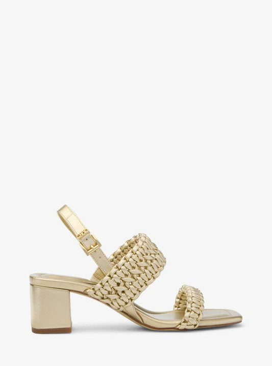 Audrina Metallic Woven Block Heel Sandal