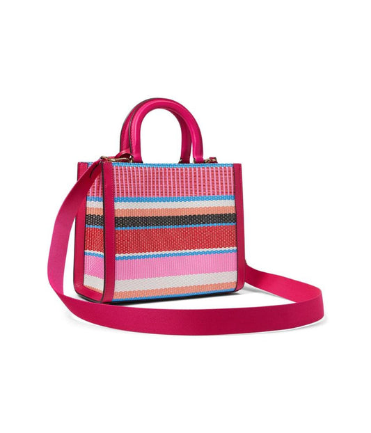 Manhattan Striped Woven Straw Small Tote