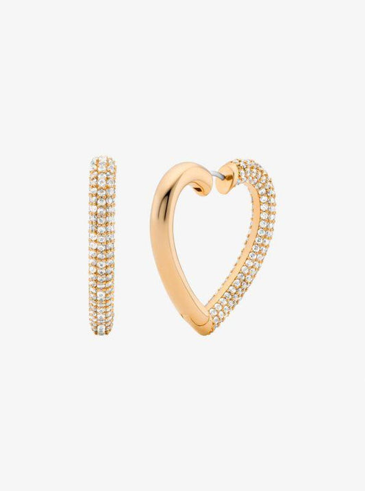 Pavé Heart Hoop Earrings