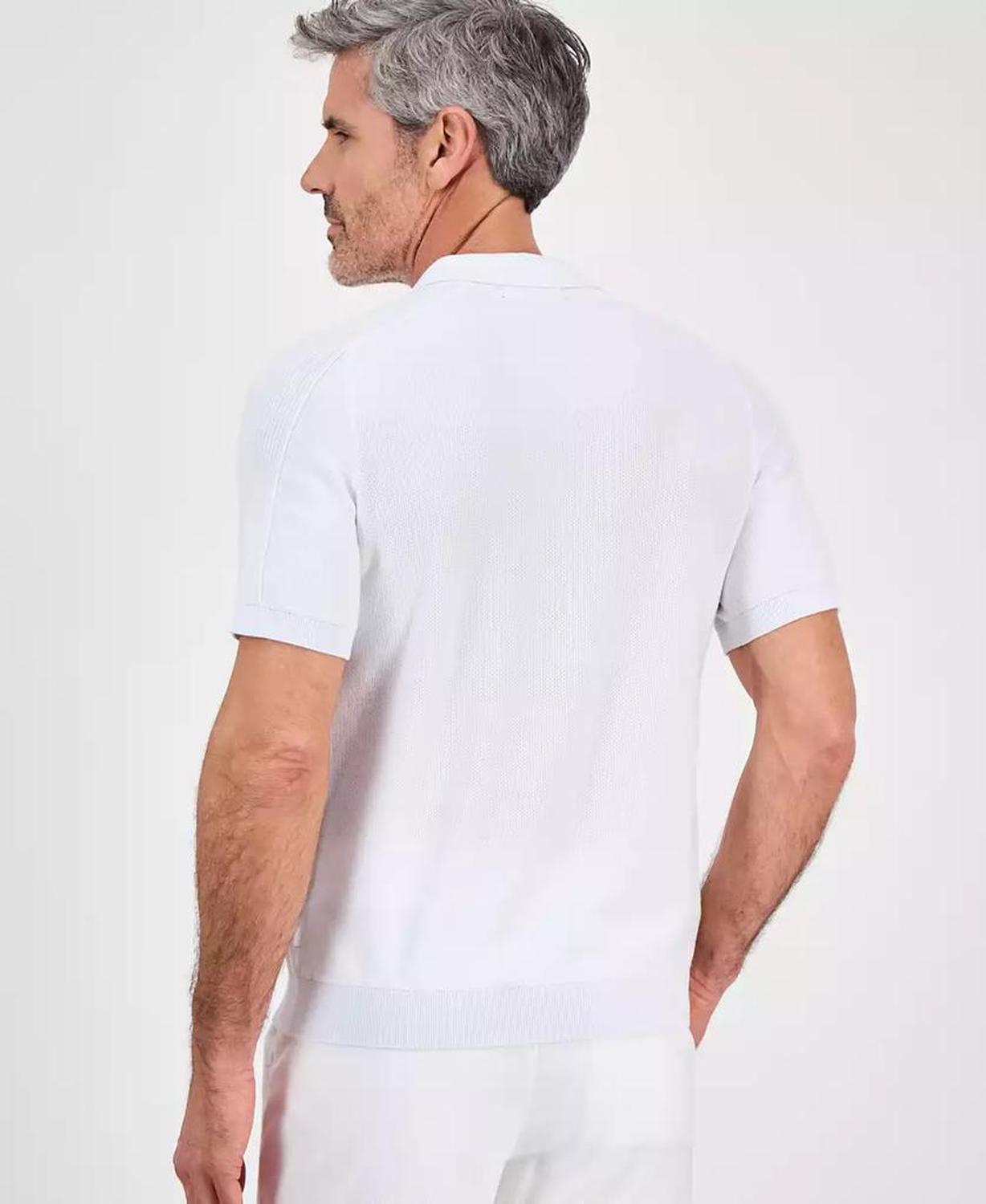 Men's Pointelle Stripe Polo Shirt