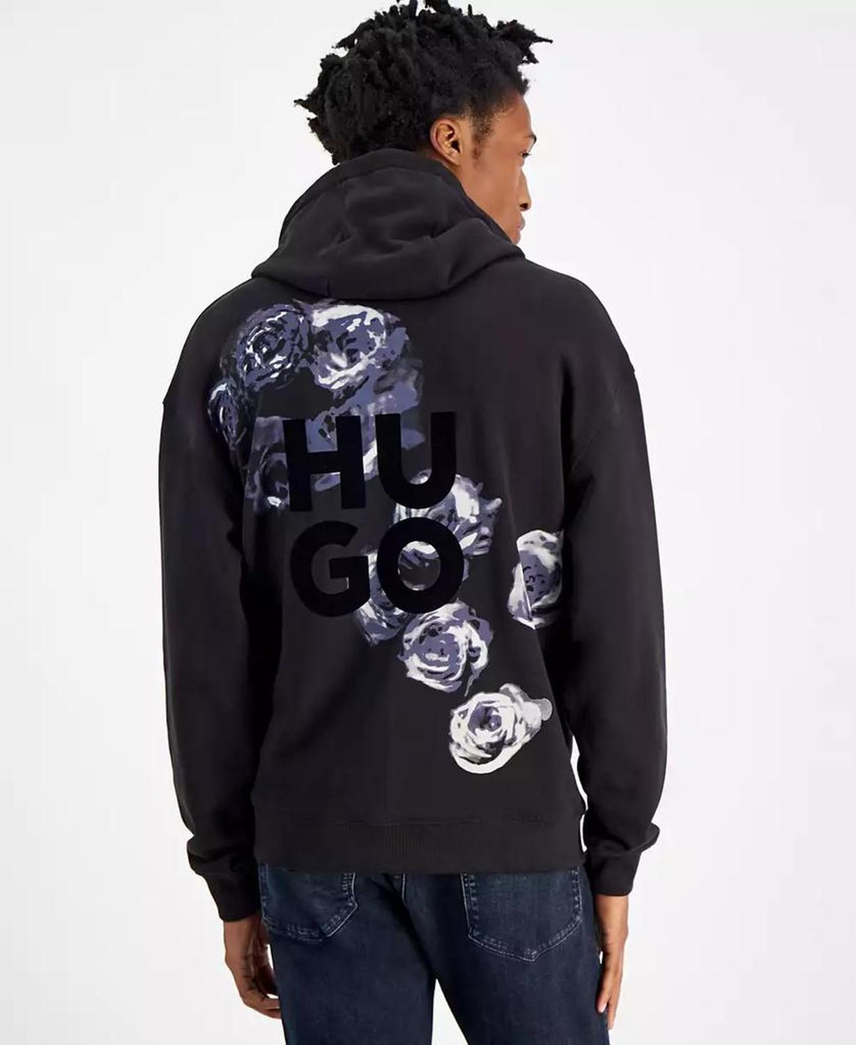 Men's Relaxed-Fit Floral Logo-Print Hoodie