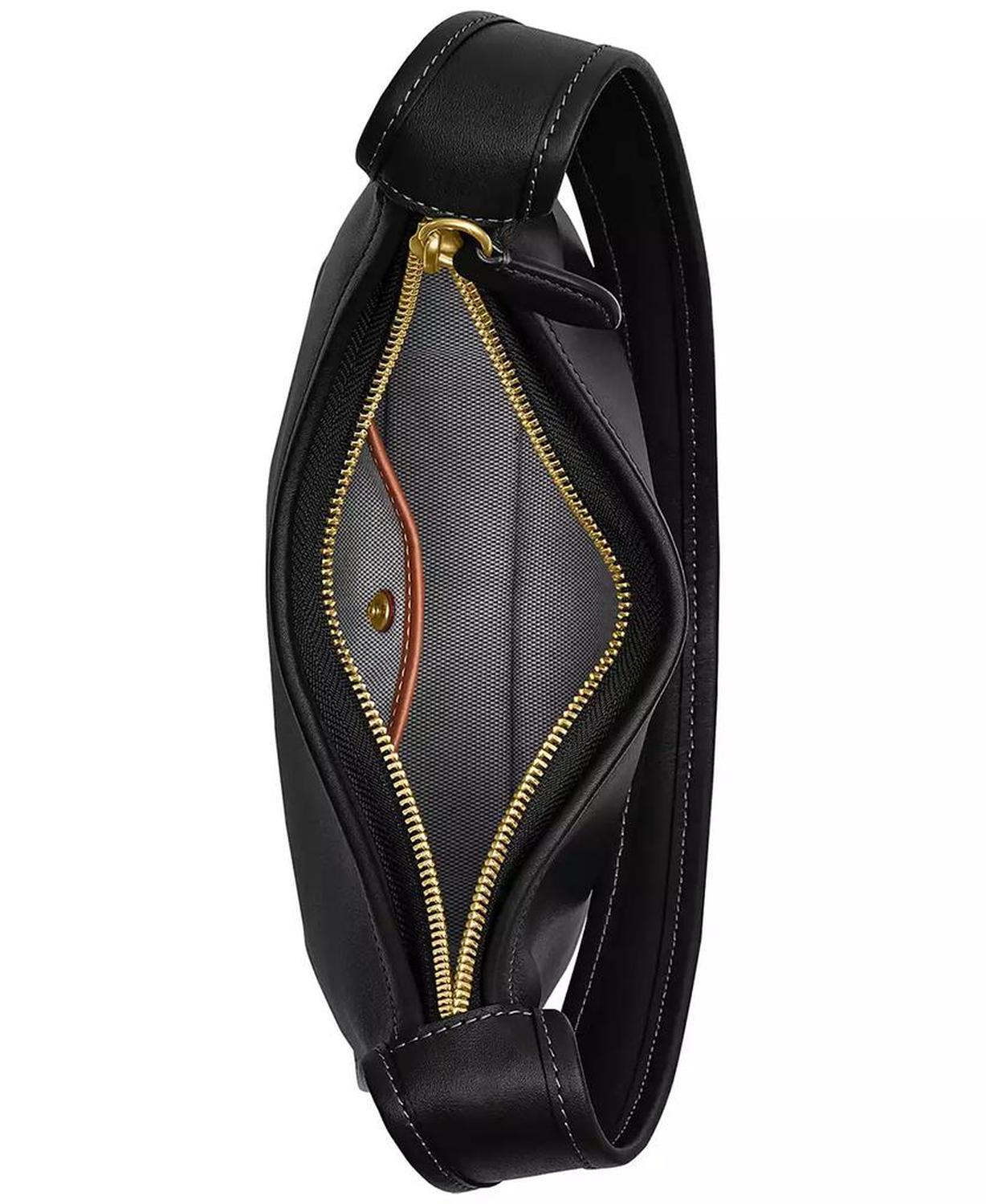 Small Glovetanned Leather Curve Zip Bag
