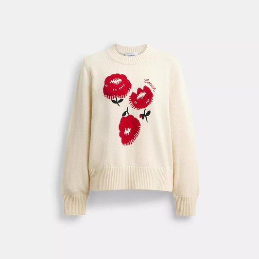 Floral Crewneck Sweater In Organic Cotton