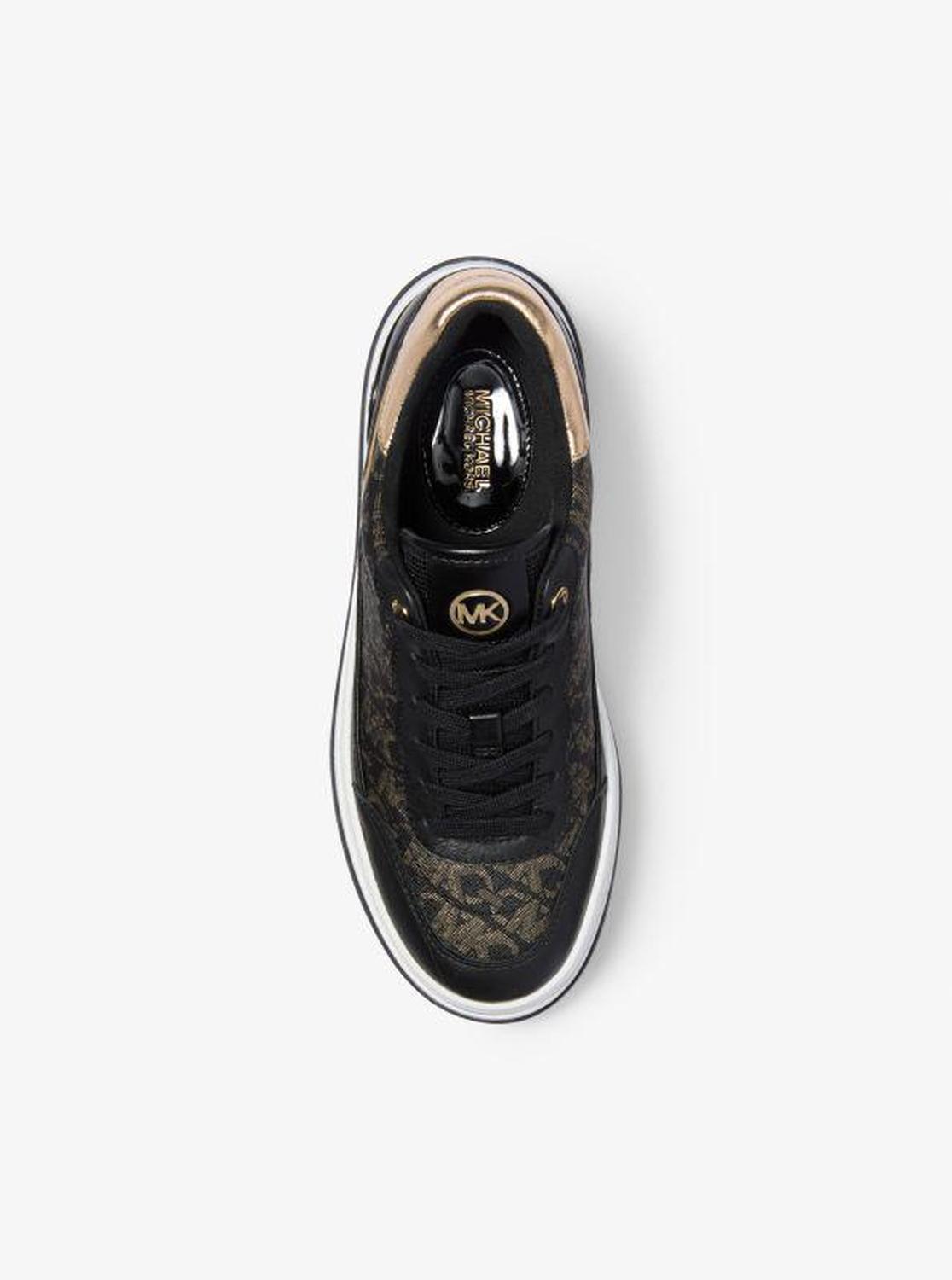 Hayes Metallic Empire Monogram and Leather Trainer