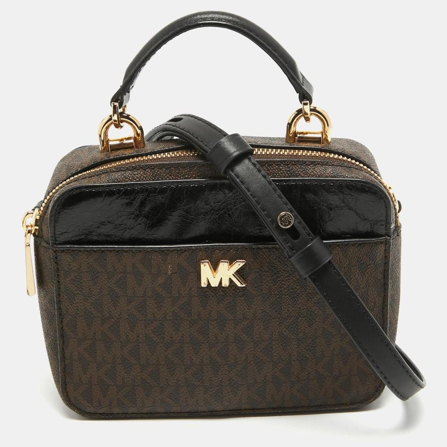 Michael Kors Signature Coated Canvas And Leather Top Handle Bag