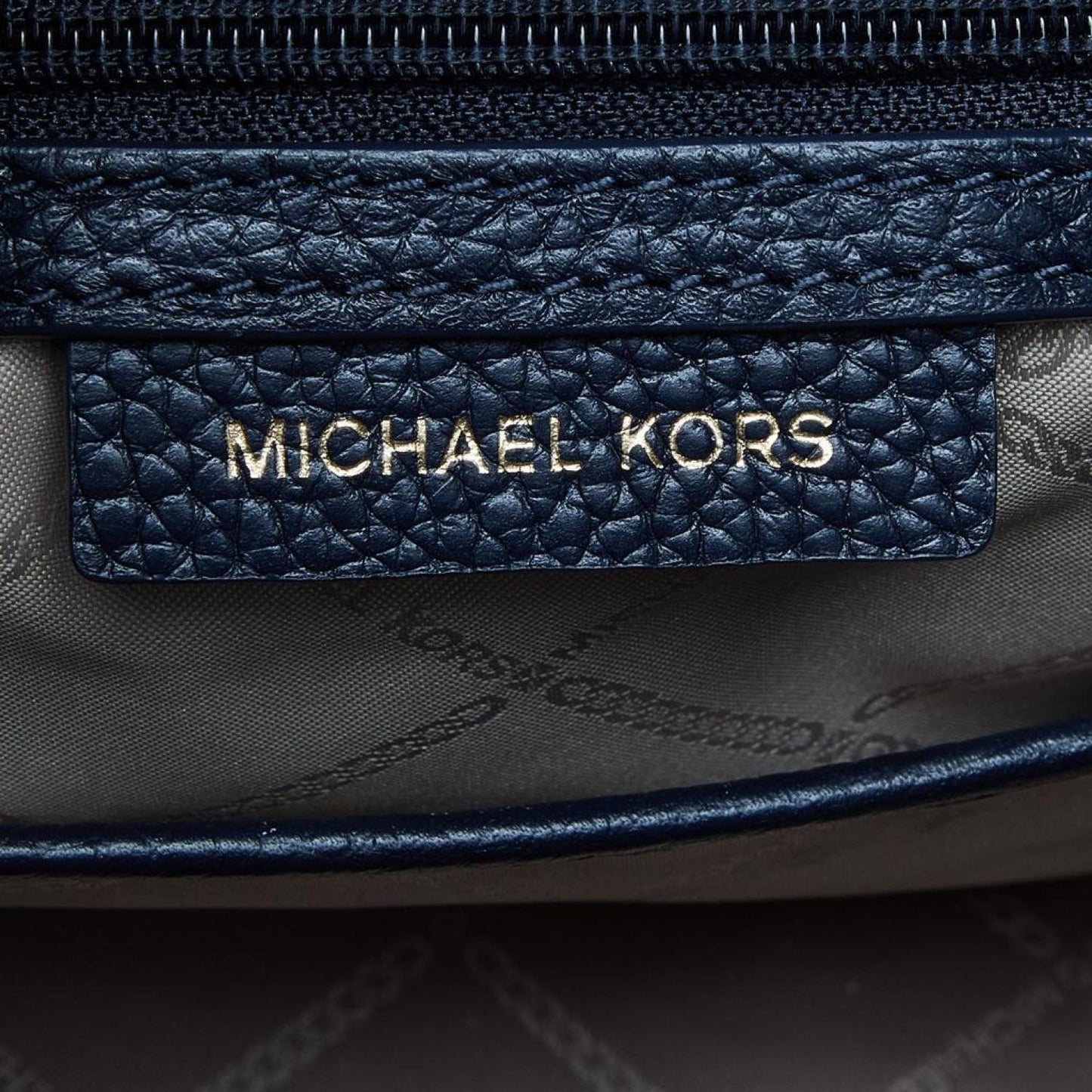 Michael Kors Dark Blue/beige Leather Bedford Tote
