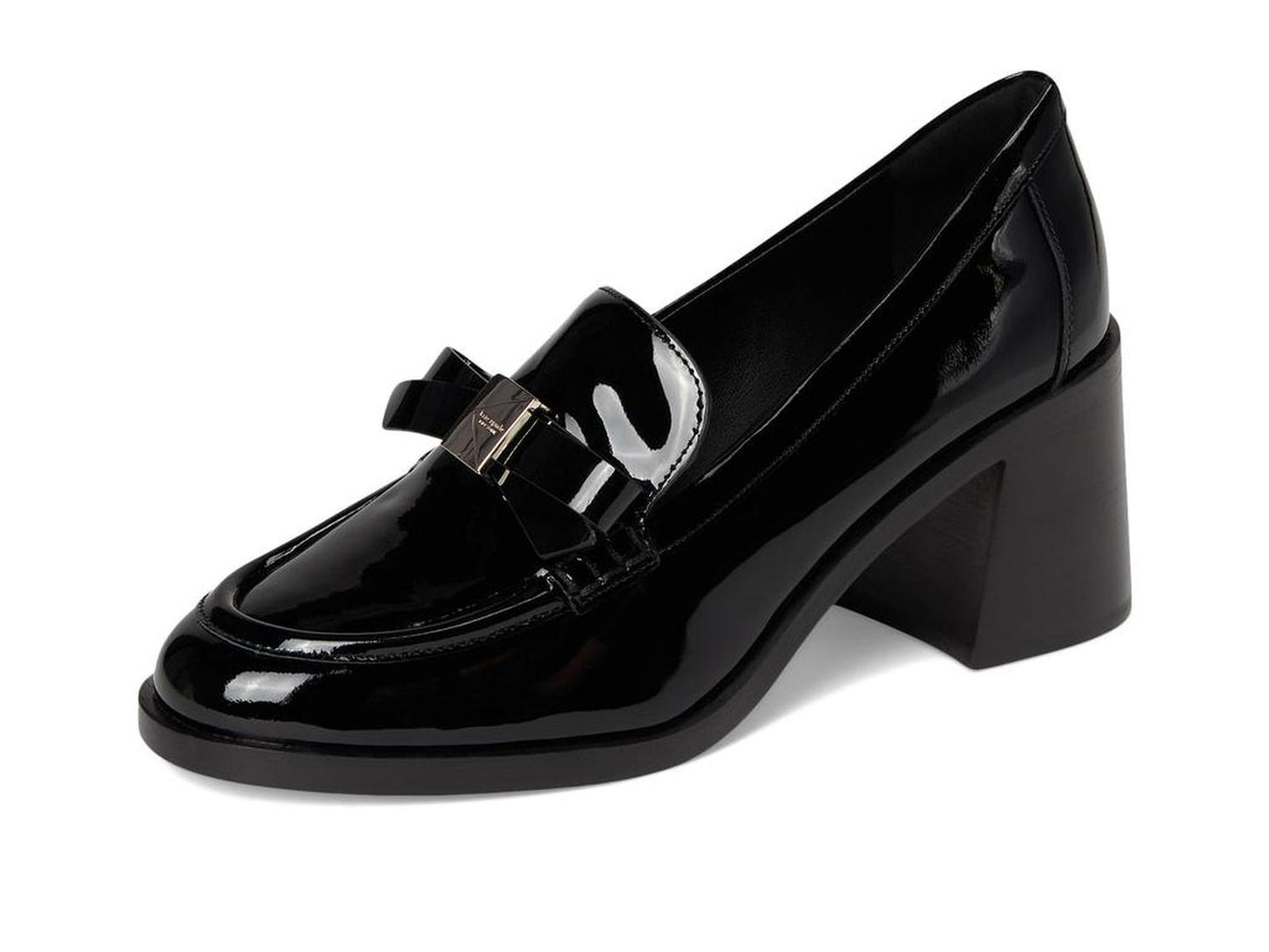 Deco Bow Patent Leather Heeled Loafers