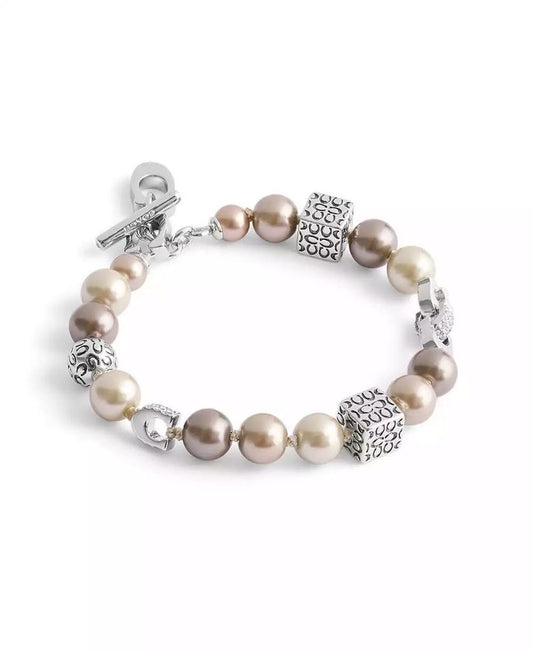 Faux Stone Signature Mixed Cultivated Pearl Strand Bracelet