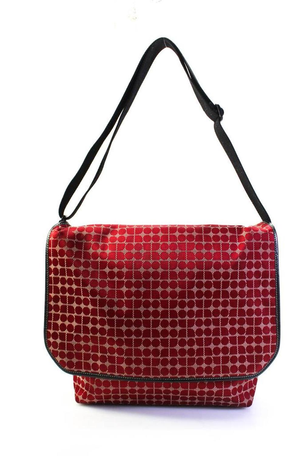 Kate Spade New York Womens Red Printed Flap Messenger Bag Handbag