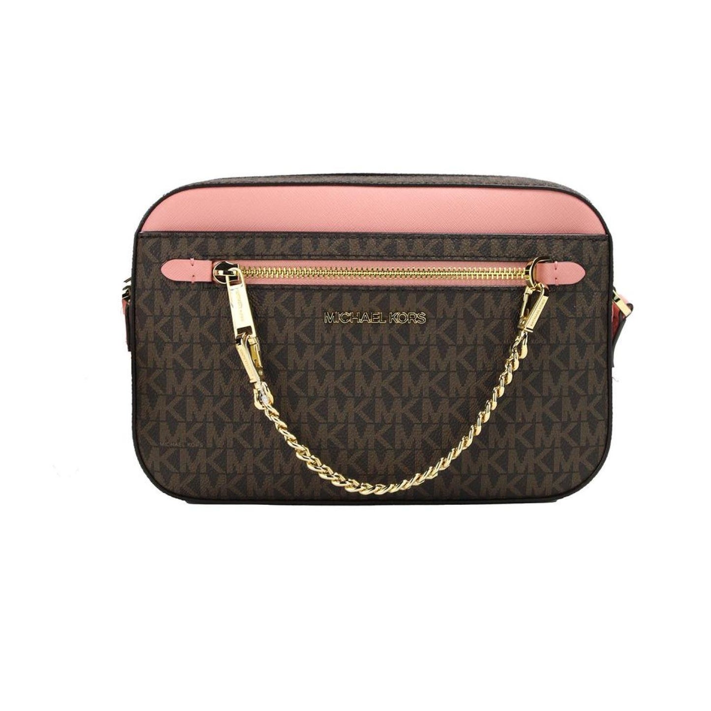 Michael Kors Jet Set Large East West Primrose PVC Zip Chain Crossbody Women's Bag
