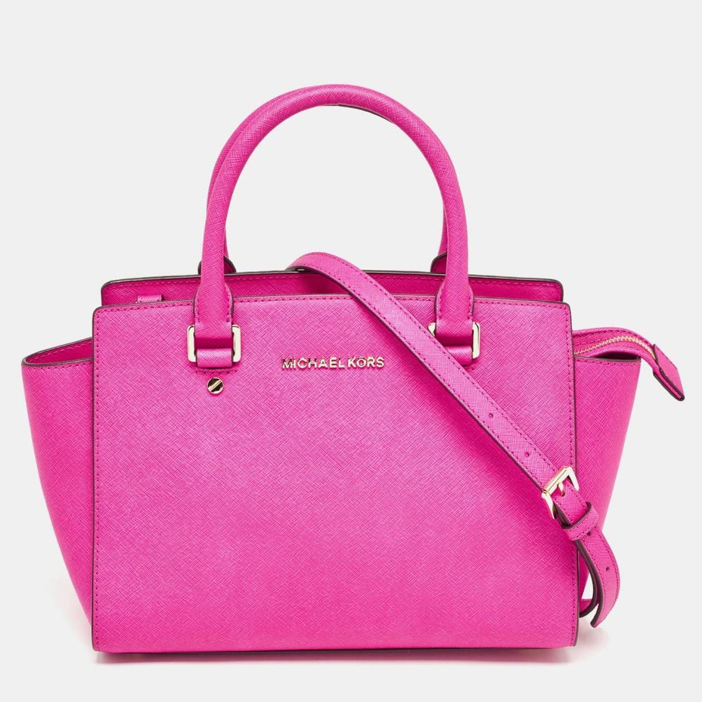 Michael Kors Magenta Saffiano Leather Medium Selma Tote