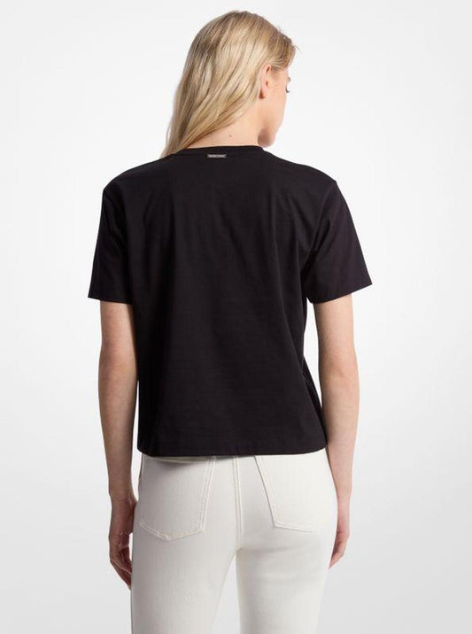 Embellished Logo Cotton Blend T-Shirt