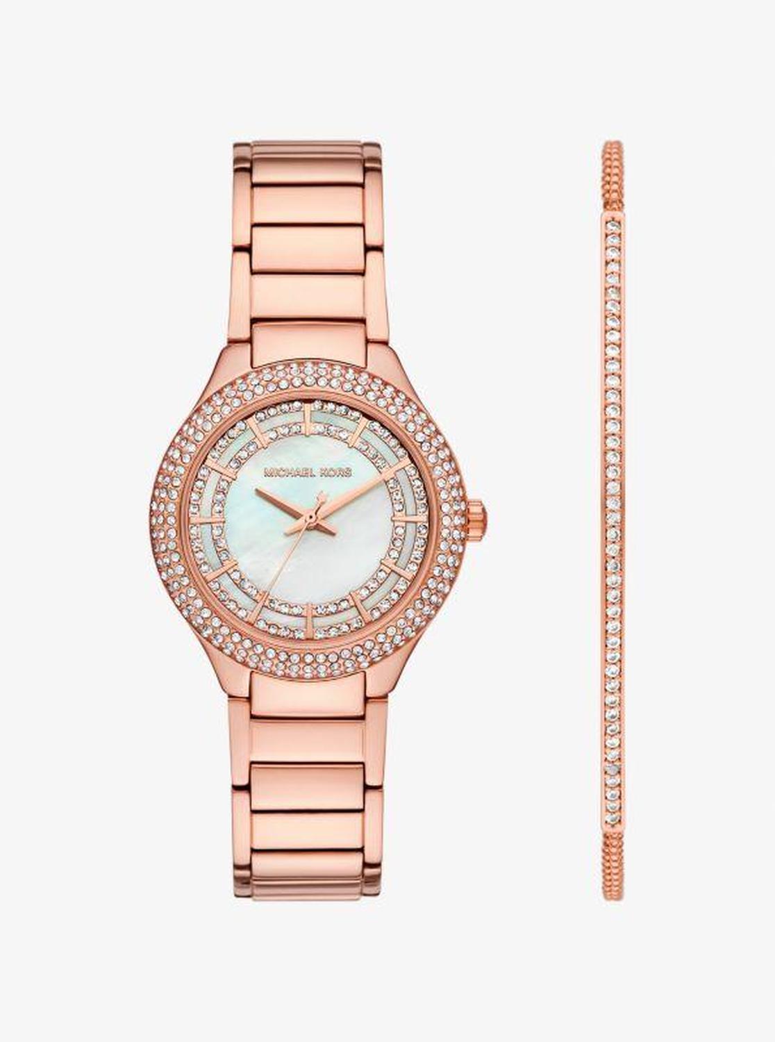Mini Sylvia Pavé Rose Gold-Tone Watch and Bracelet Gift Set