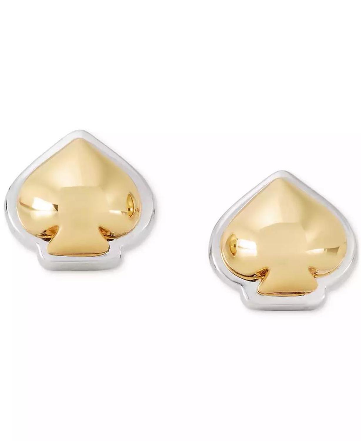 Two-Tone Sculpted Spade Mini Stud Earrings