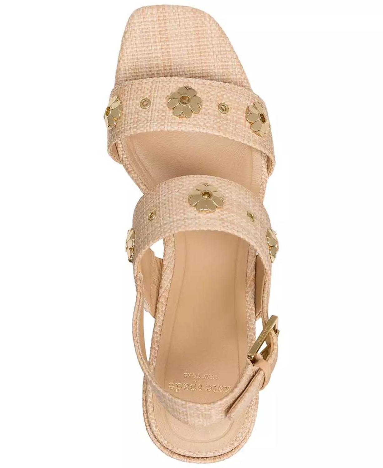 Women's Spade Flower Studded Block Heel Sandals