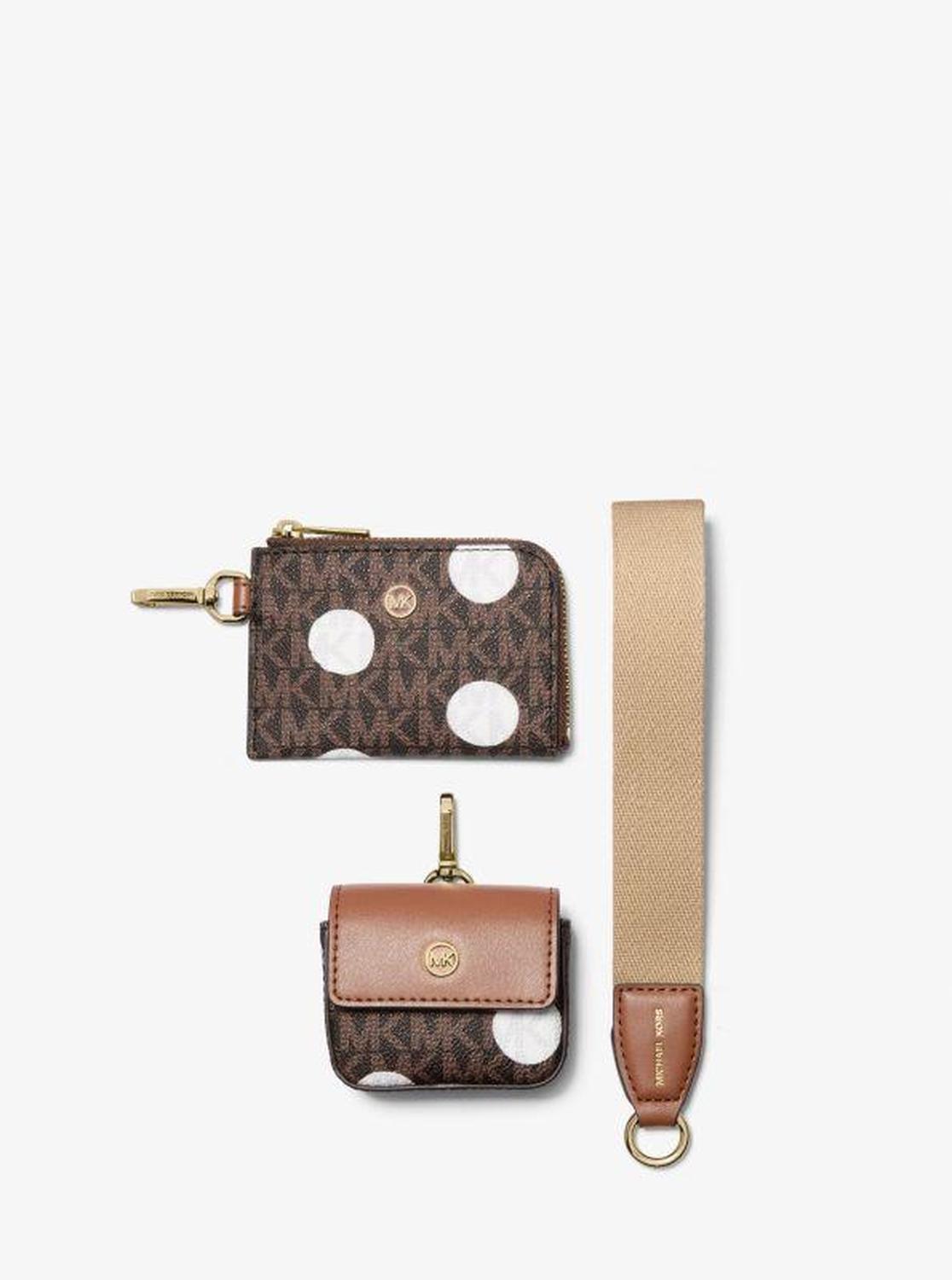 Jet Set Polka Dot Signature Logo Dual Pouch Wristlet