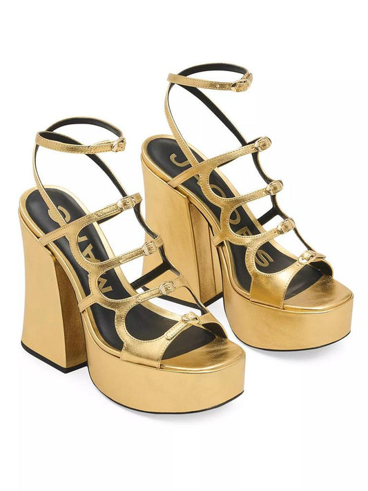 Kiki Metallic Leather Platform Pump Sandals