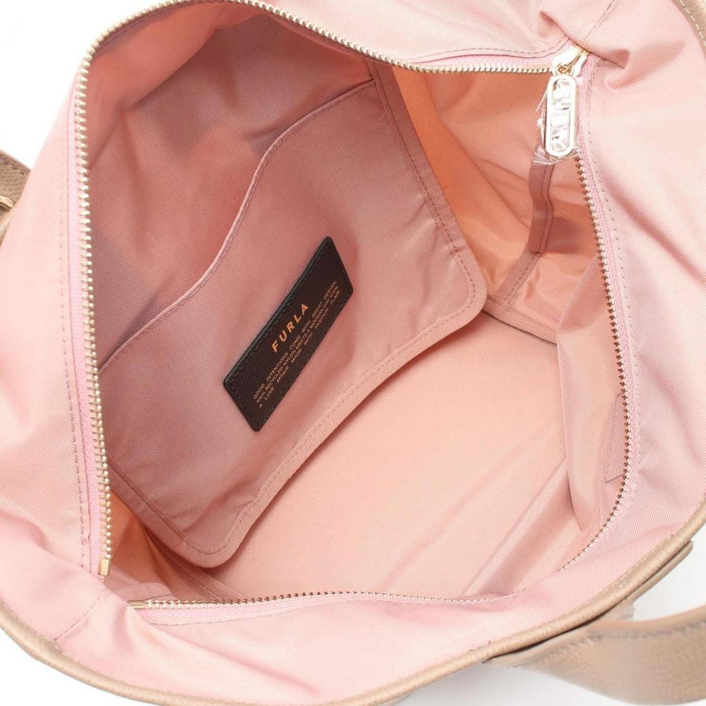 pink Leather Nylon Canvas Handbag