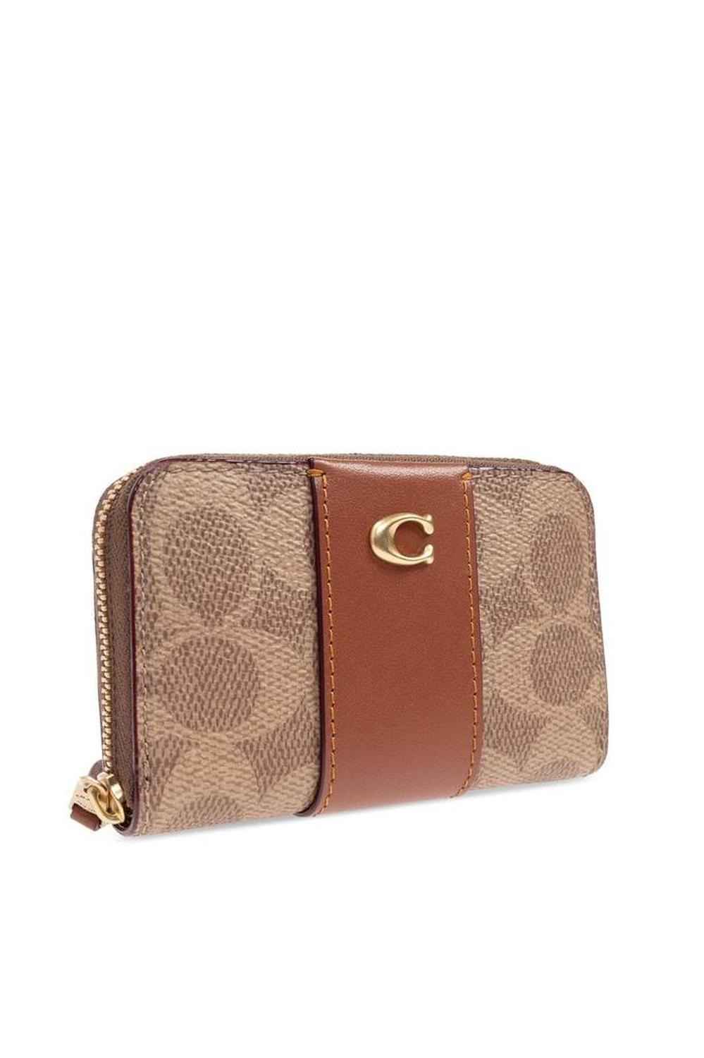 Coach Logo Plaque Zip-Around Wallet