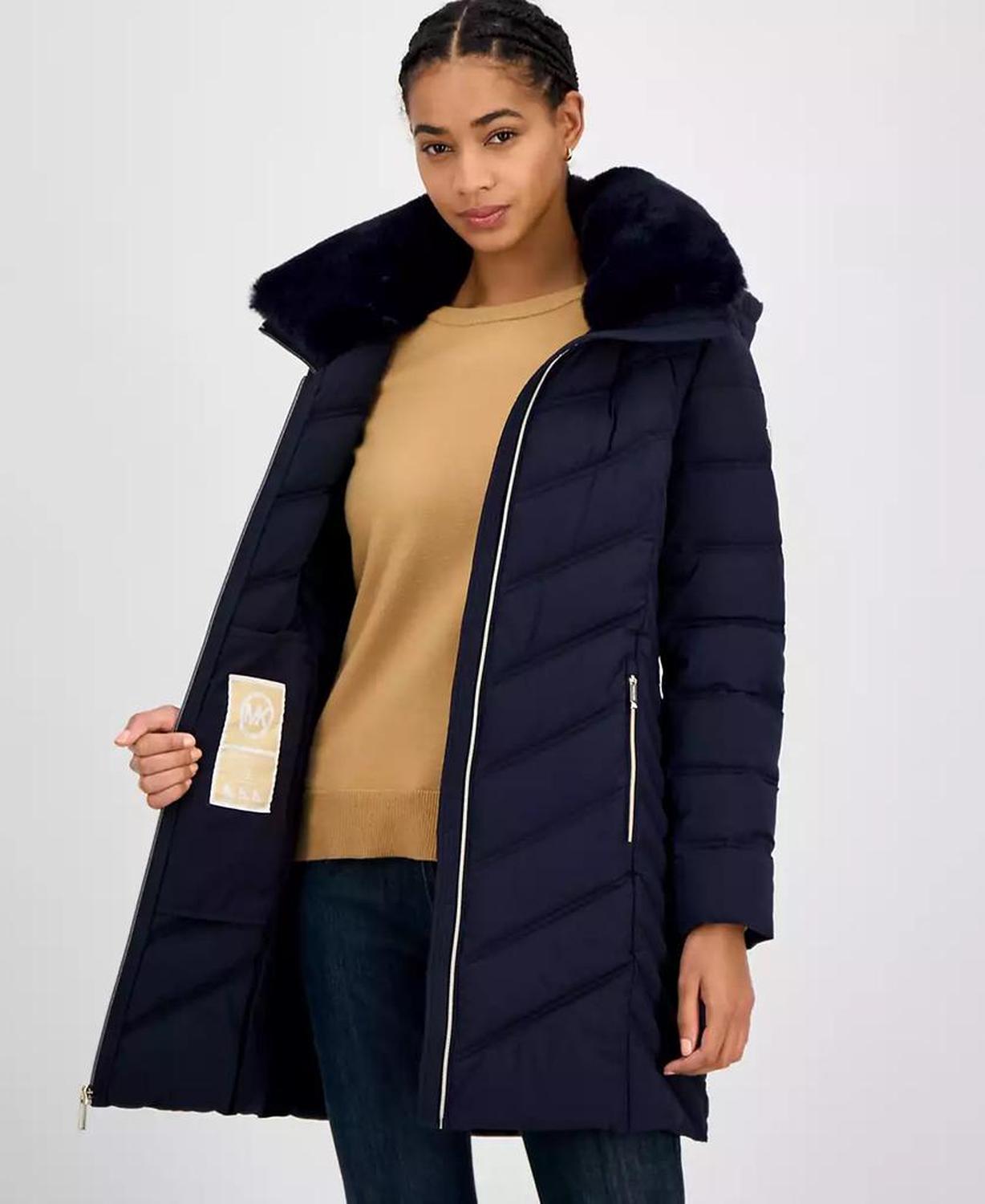 Women's Faux-Fur-Trim Hooded Puffer Coat
