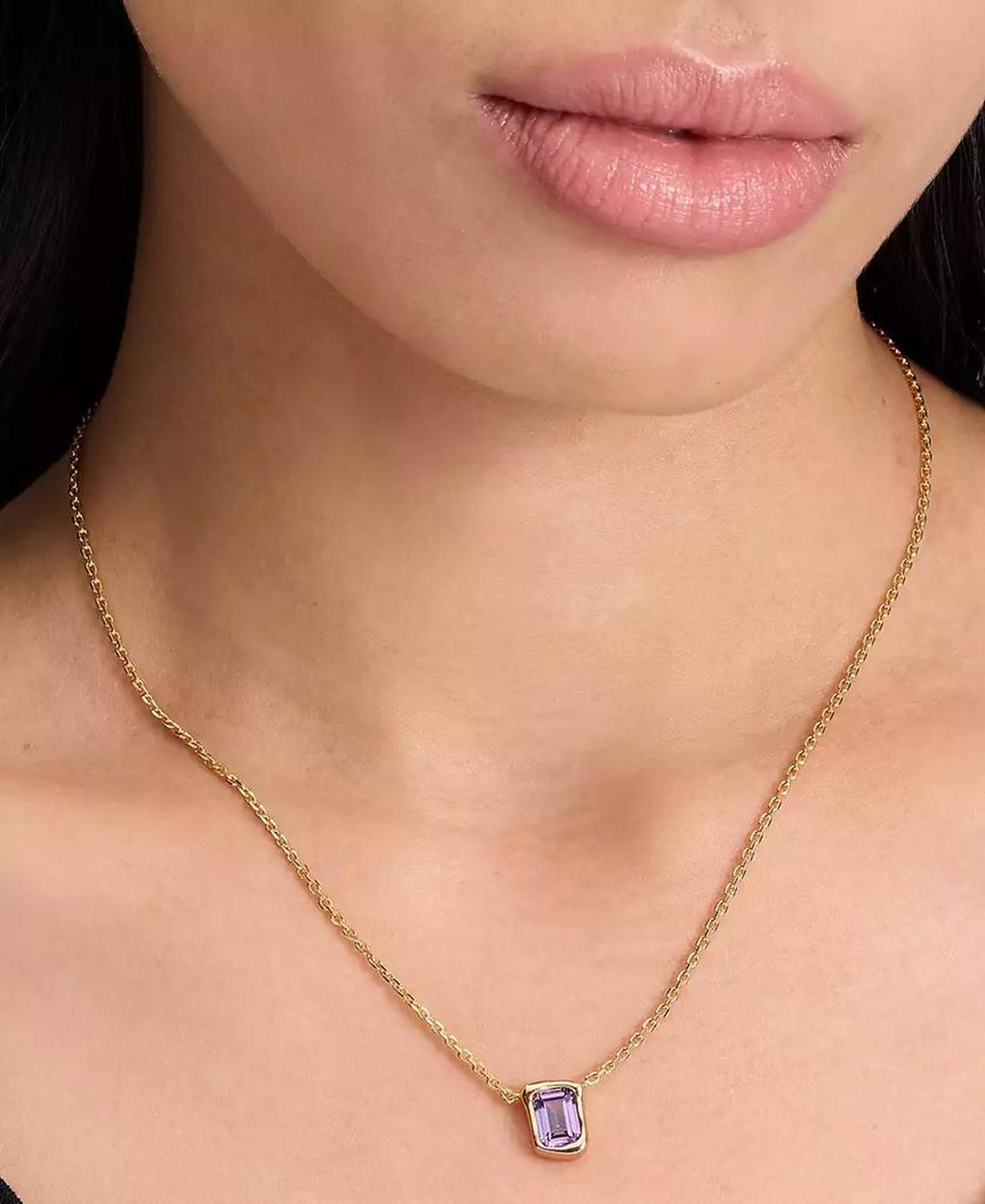 Cubic Zirconia Pendant Necklace, 16" + 3" extender