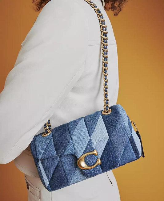Tabby Mini Denim Shoulder Bag 20 with Patchwork Quilting