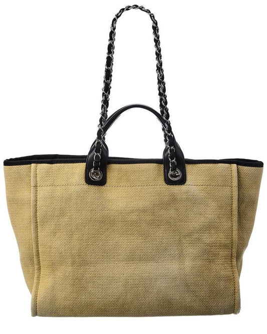 Chanel Neutral Canvas Large Deauville Tote (Authentic Pre-Owned)