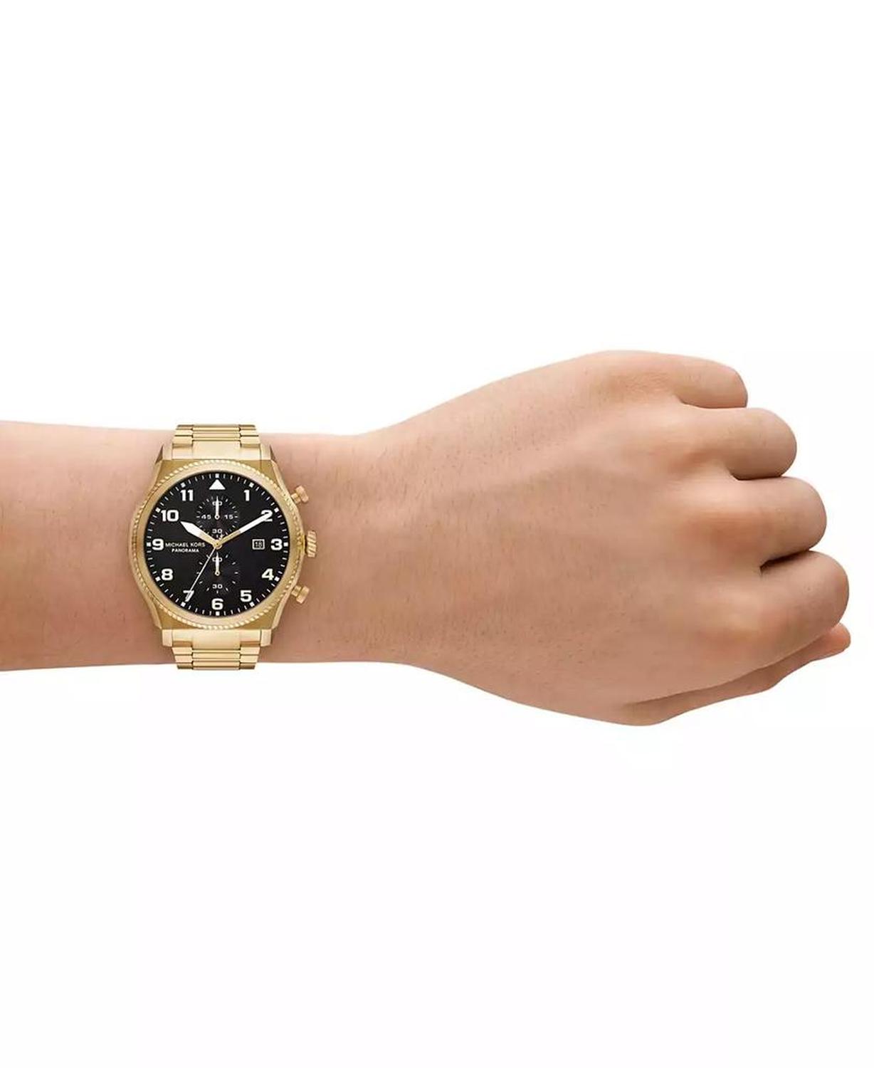 Men's Panorama Chronograph Gold-Tone Stainless Steel Watch, 44mm