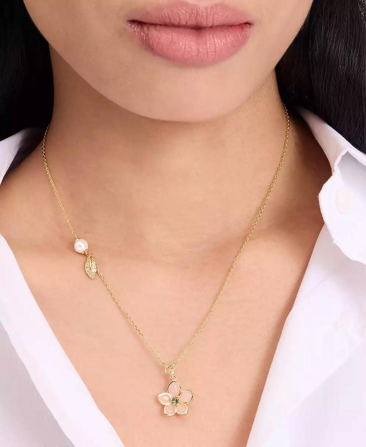 Gold-Tone Pastel Petals Pendant Necklace, 16" + 3" extender