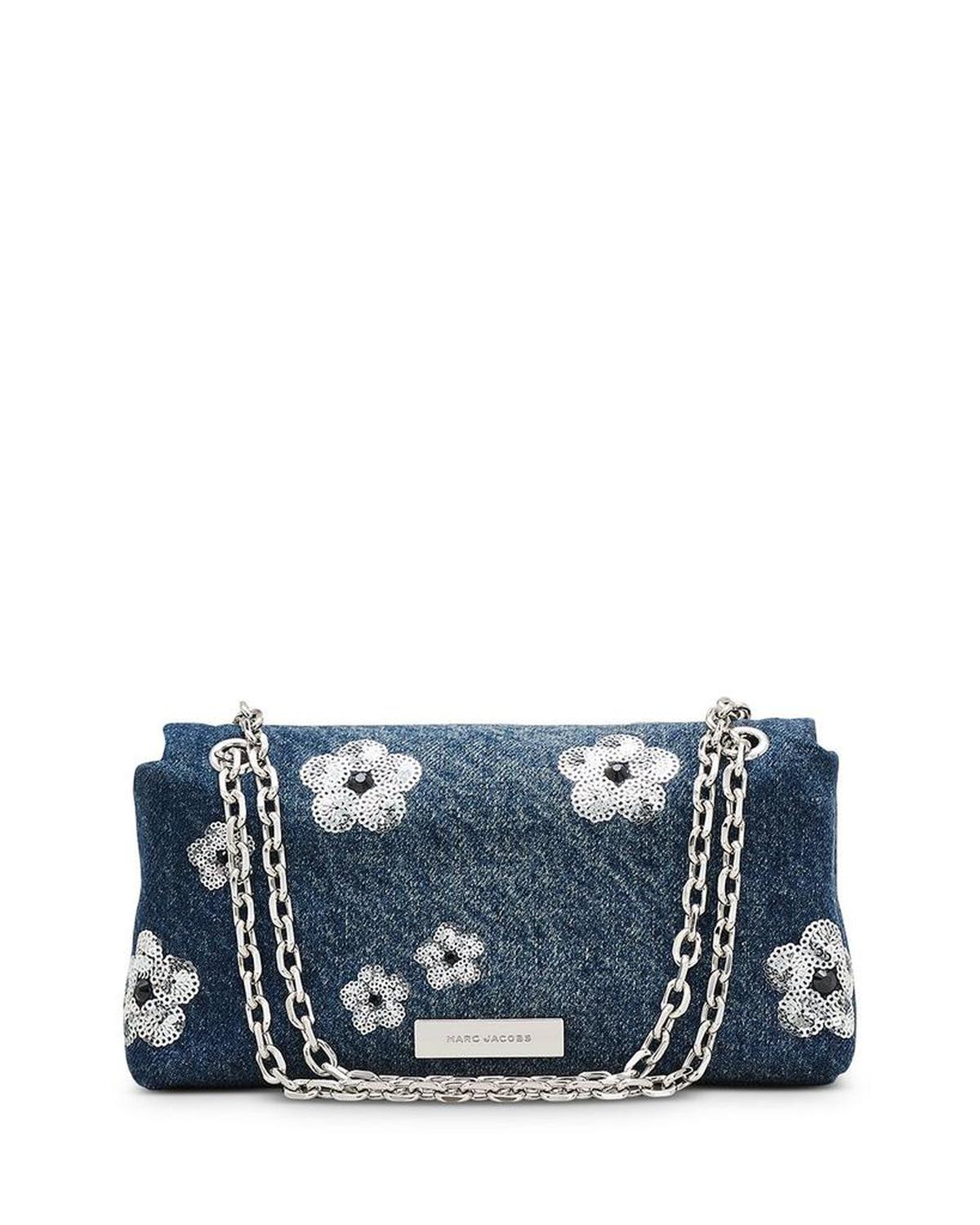 The Sequin Daisy Denim Dual Chain Wallet