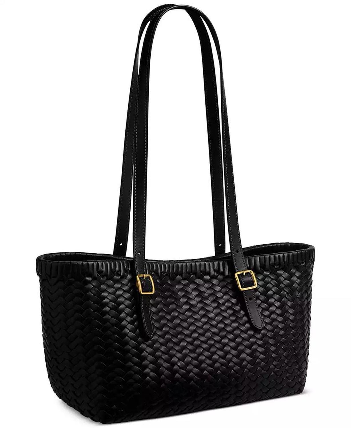 Woven Leather Swing Tote Bag