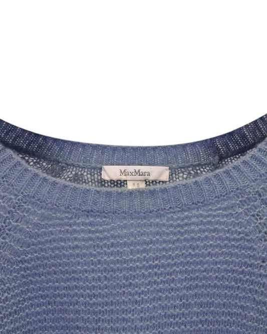 Max Mara Ciad Knit Sweater in Blue Cashmere and Silk