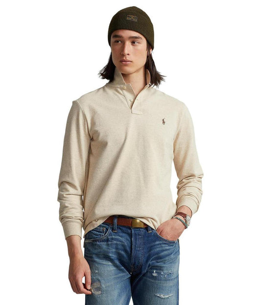 Classic Fit Mesh Long-Sleeve Polo Shirt