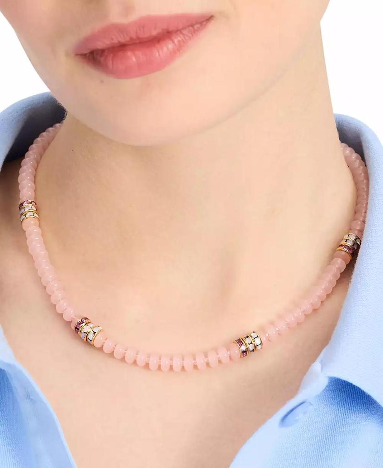 Gold-Tone Crystal & Color Bead Collar Necklace, 16" + 3" extender