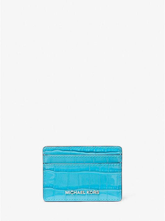 Jet Set Small Crocodile Embossed Leather Card Case