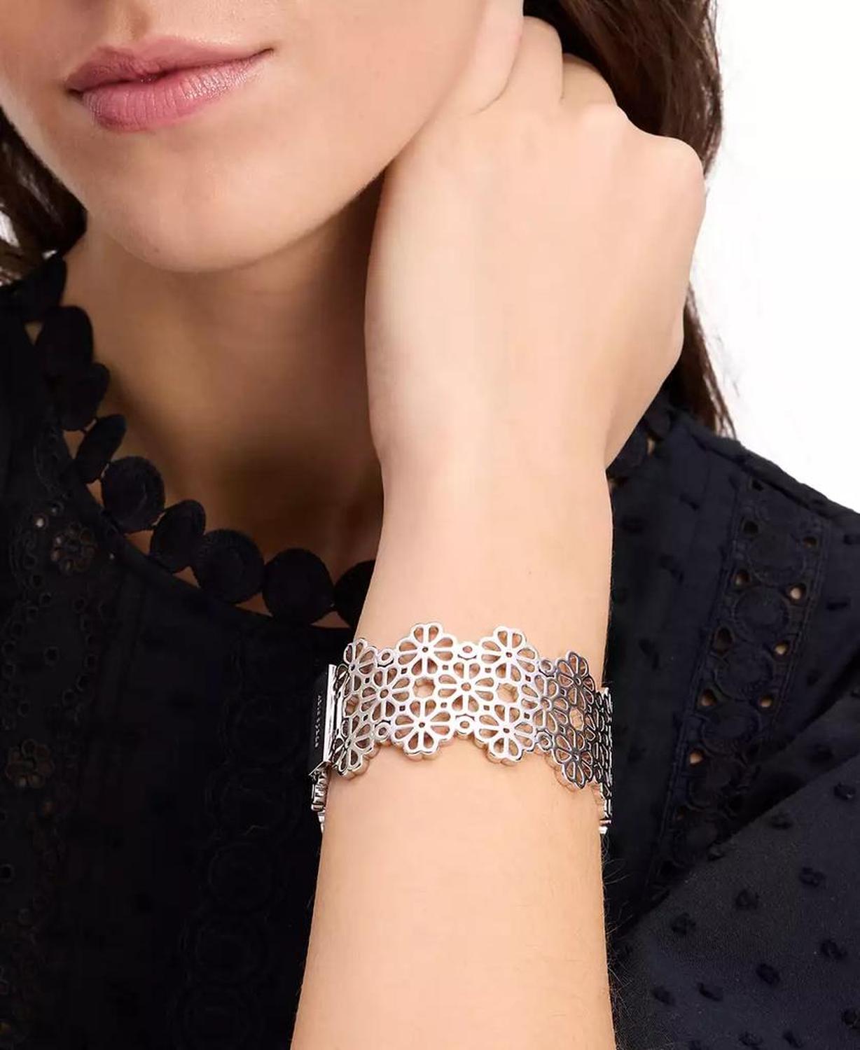 Spade Flower Lace Wide Bangle Bracelet