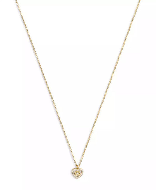Faux Stone Signature C Pavé Heart Pendant Necklace