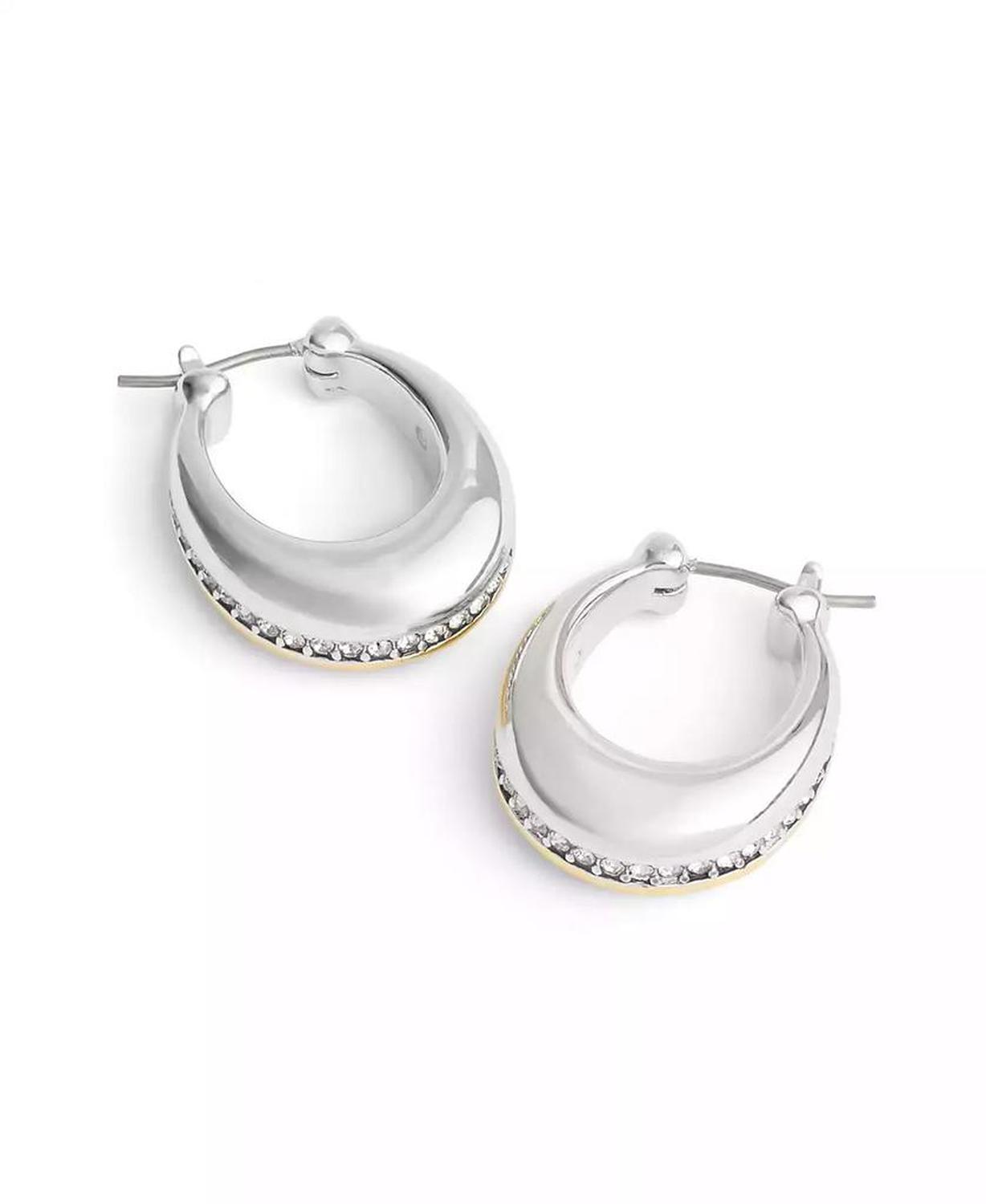 Faux Stone Pave Tubular Huggies Earrings