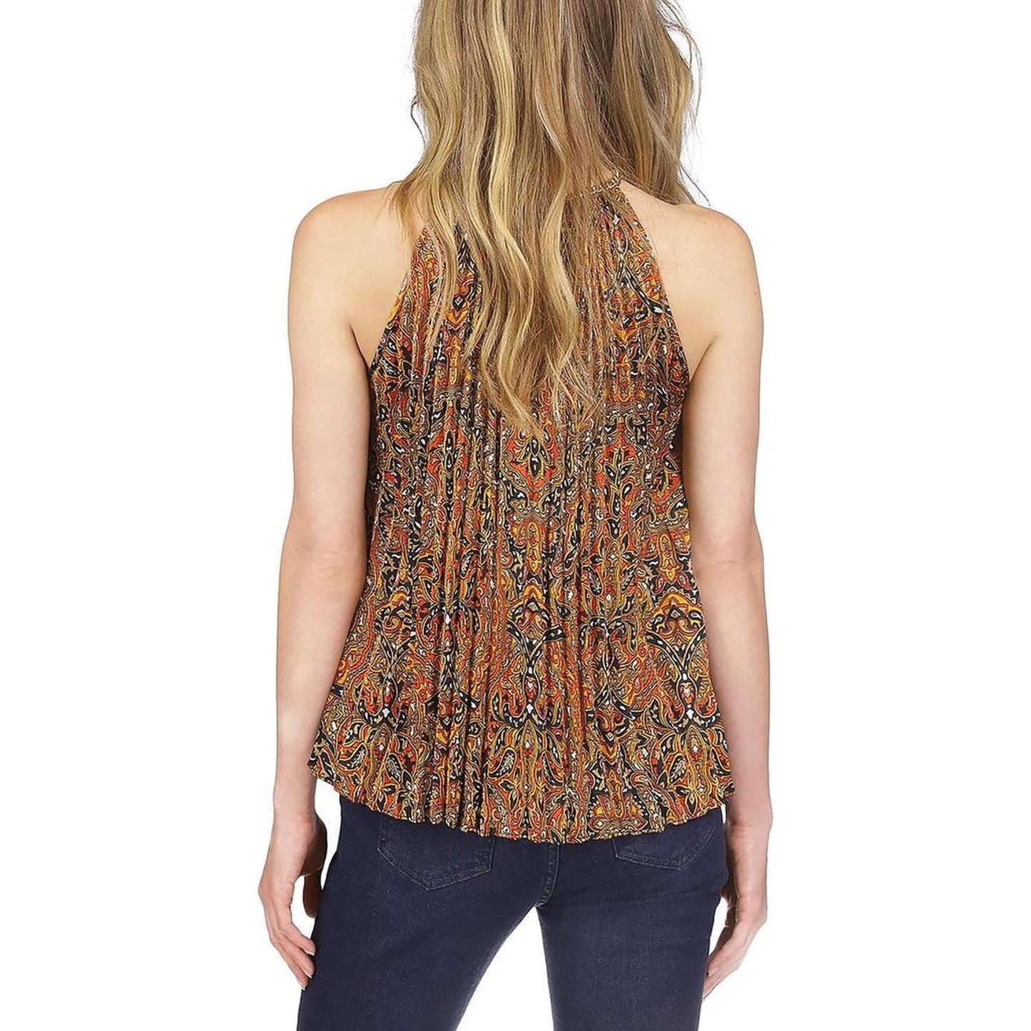 Womens Chain Pleated Tank Top