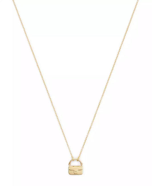 Gold Signature Handbag Pendant Necklace