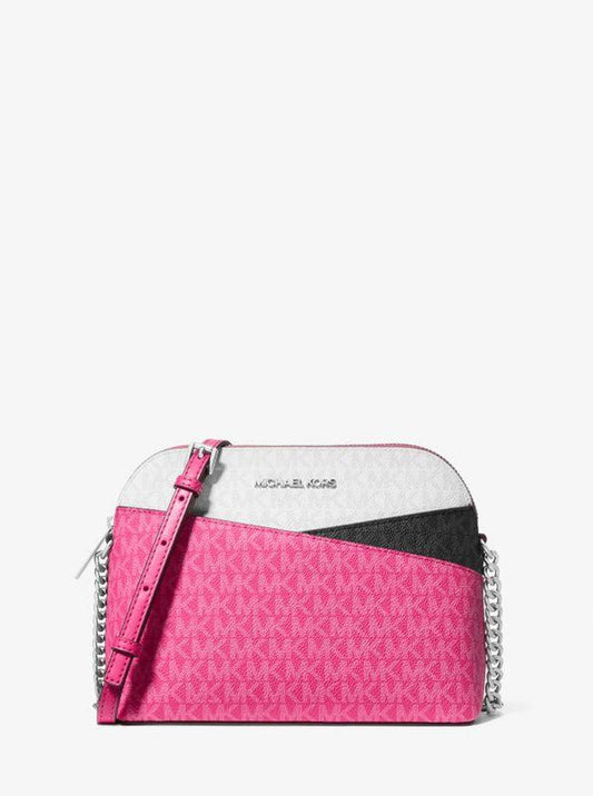 Jet Set Travel Medium Signature Logo Color Block Dome Crossbody Bag