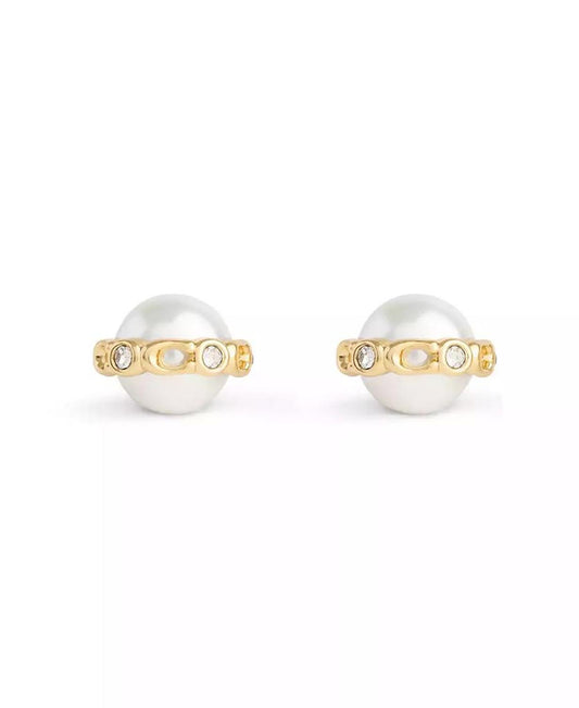 Faux Cultivated Pearl Vintage Charms Signature Stud Earrings