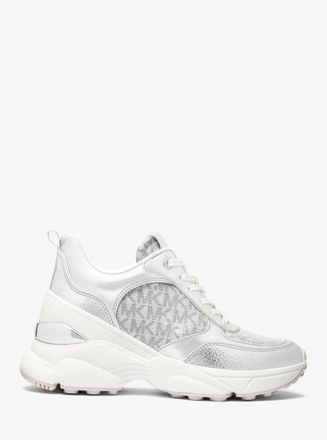 Katrina Sequined Mixed-Media Trainer