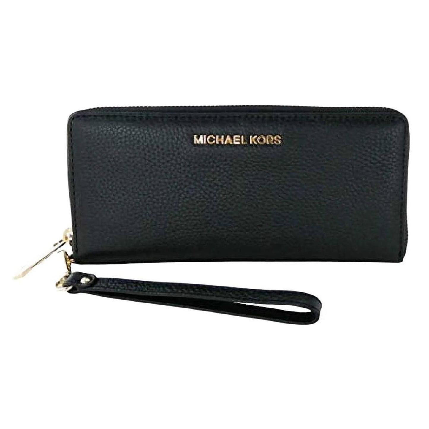 Jet Set Travel Large Continental Pebble Leather Wallet In Black