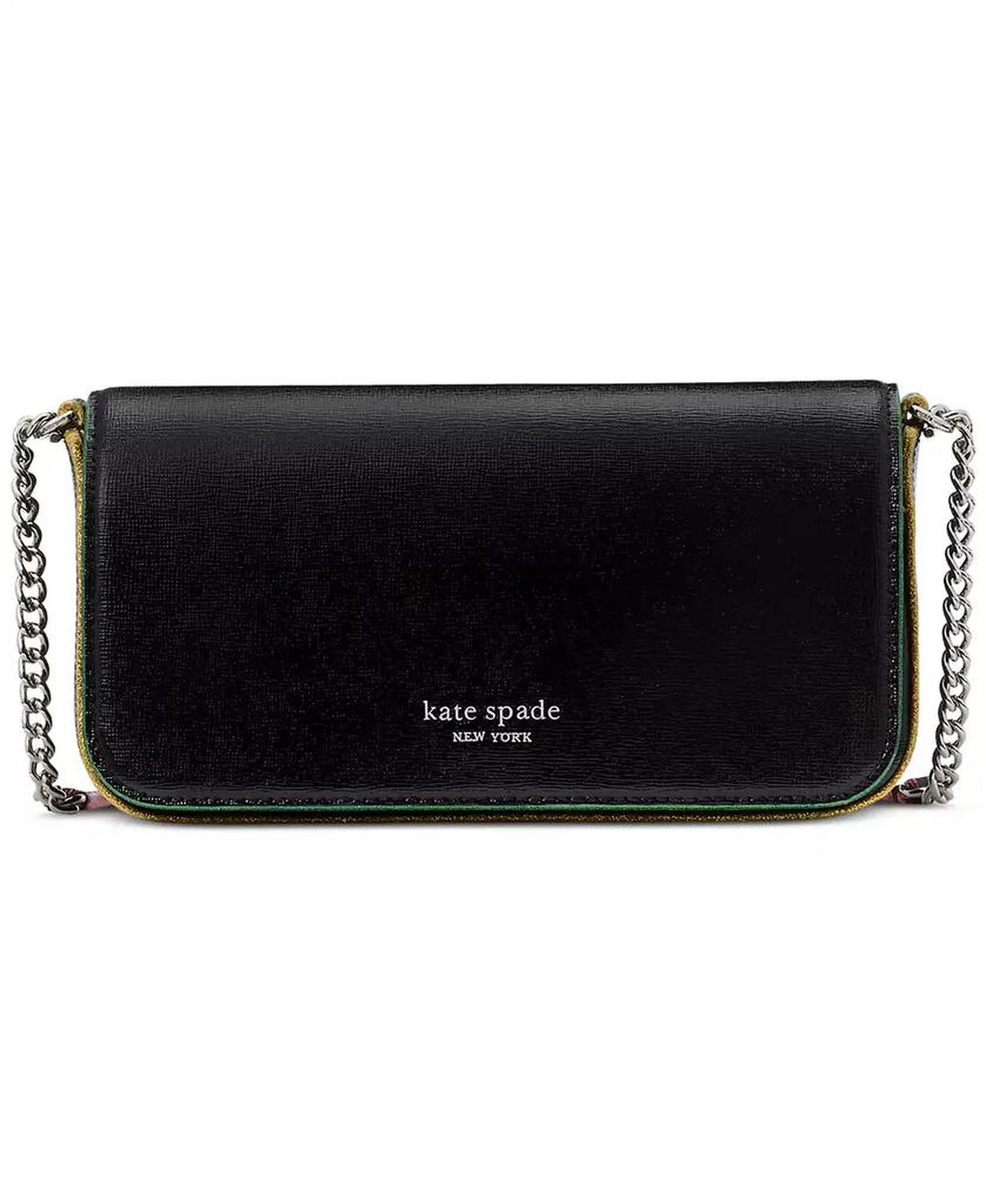 Devin Glitter Edge Saffiano Flap Chain Wallet
