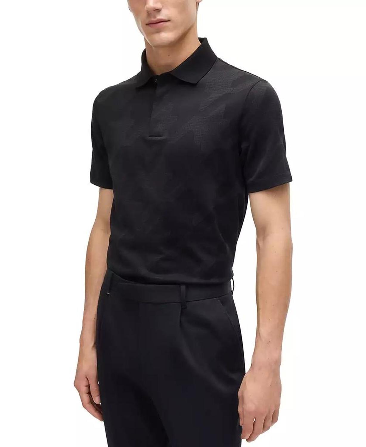 Men's Houndstooth Jacquard Slim-Fit Polo Shirt