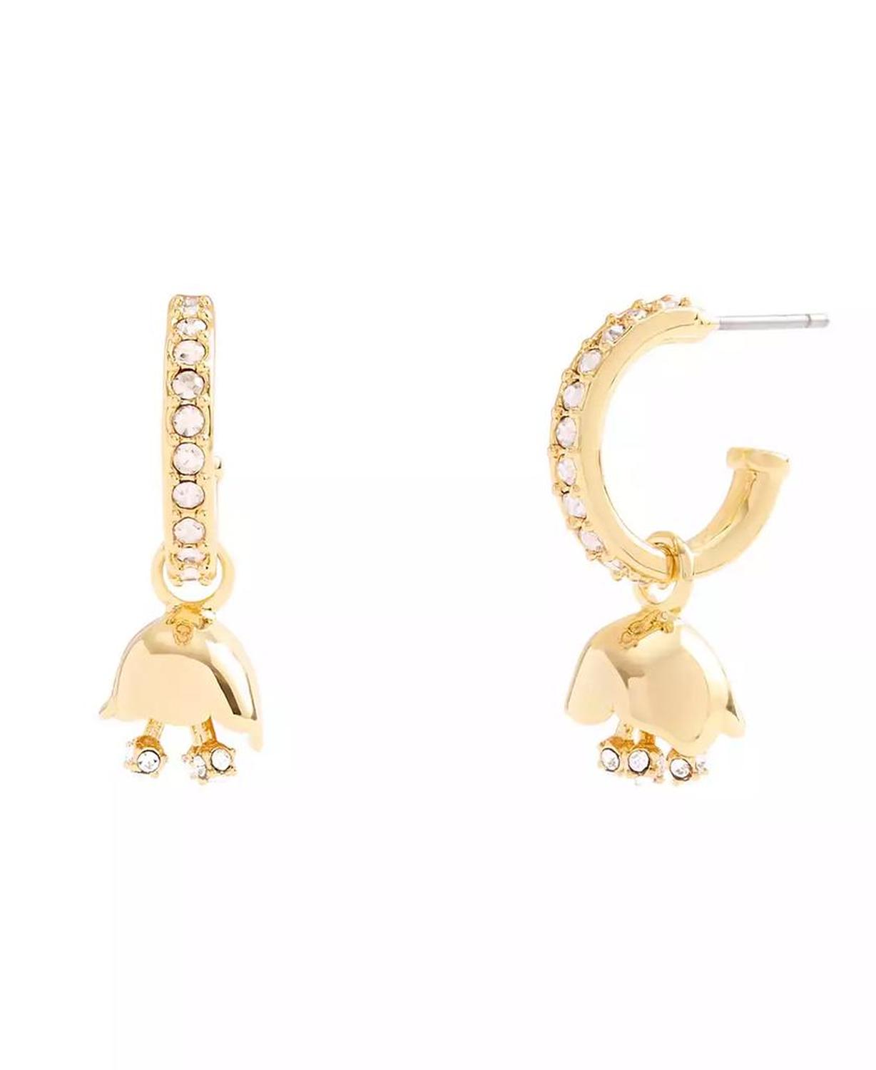 Faux Stone Floral Huggie Hoop Earrings