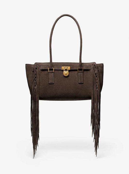 Hamilton Moderne Small Fringed Suede Satchel